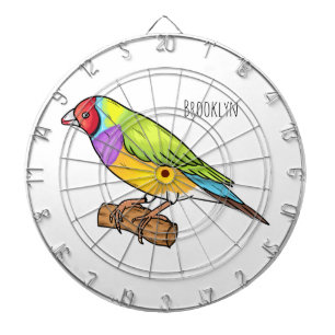 Gouldian finch bird cartoon illustration  dartboard
