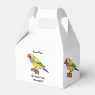 Gouldian finch bird cartoon illustration favour box