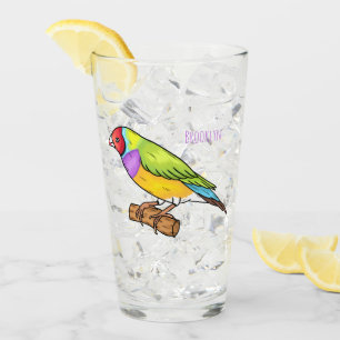 Gouldian finch bird cartoon illustration  glass