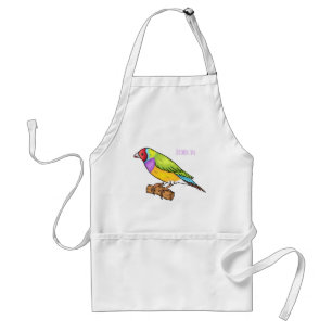 Gouldian finch bird cartoon illustration standard apron