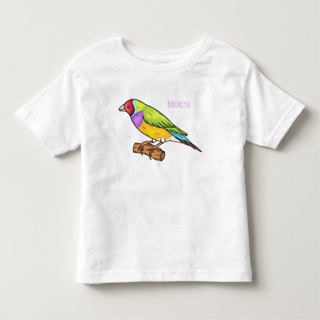 Gouldian finch bird cartoon illustration toddler T-Shirt (Front)