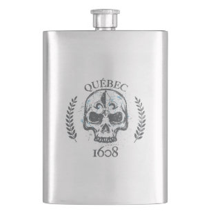 Gourde Flasque alcool Québec Skull/Crane Biker Hip Flask