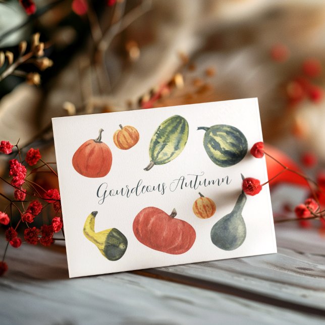 Gourdeous Autumn Party Colourful Pumpkins Holiday Postcard (Creator Uploaded)