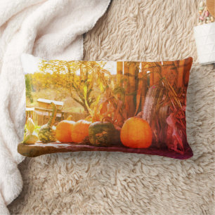 Gourds And Pumpkins Farm Stand Art Lumbar Cushion