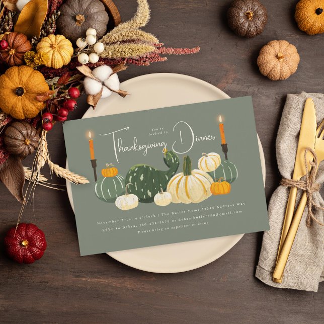 Gourds Sage Thanksgiving Dinner Invitation (Creator Uploaded)