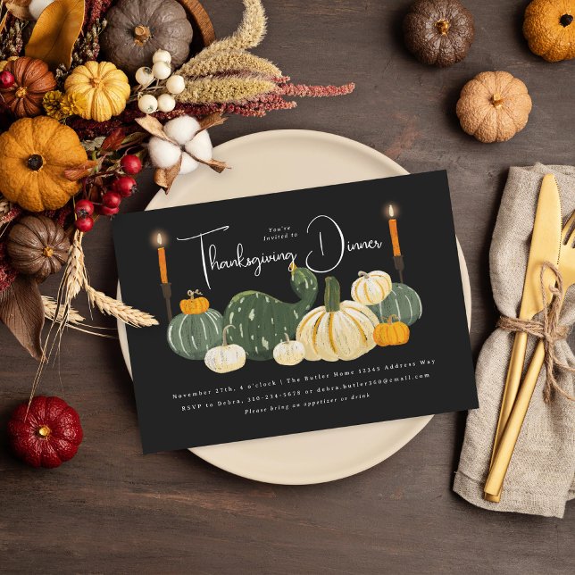 Gourds Thanksgiving Dinner Invitation (Creator Uploaded)