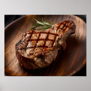Gourmet Beef Steak with Perfect Sear Marks Poster