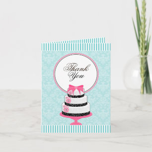 Gourmet Cake and Damask Thank You Cards