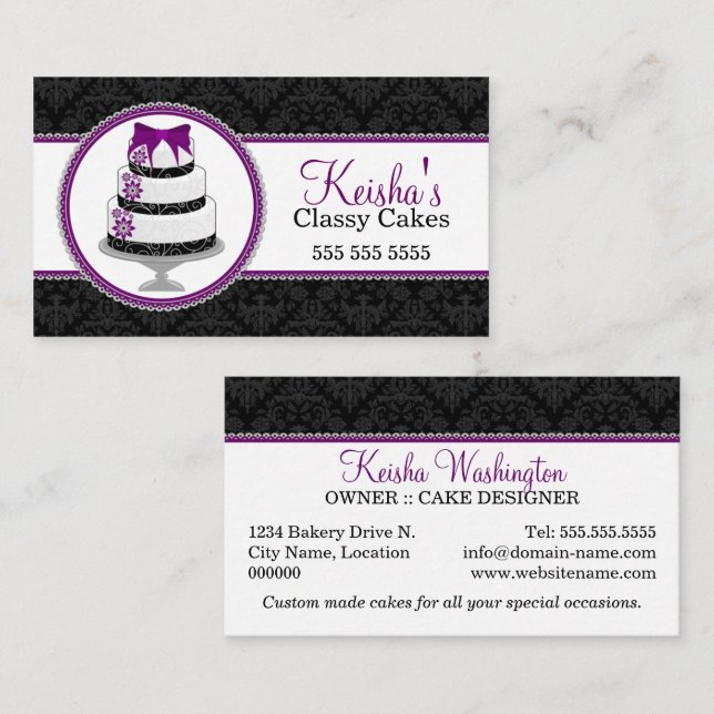 Gourmet Cake Bakery Business Card (Front/Back)