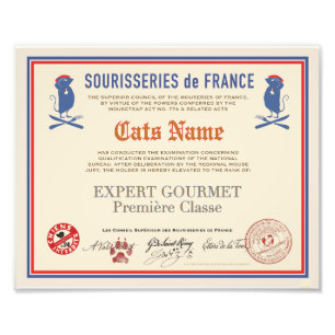 Gourmet Cat Diploma Sourisseries de France Photo Print