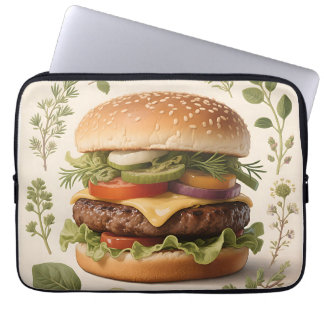 Gourmet Cheeseburger Illustration Laptop Sleeve