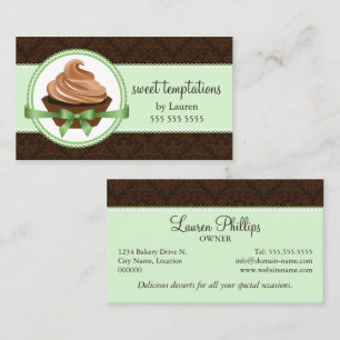 Gourmet Cupcake in Mint Bakery Business Card