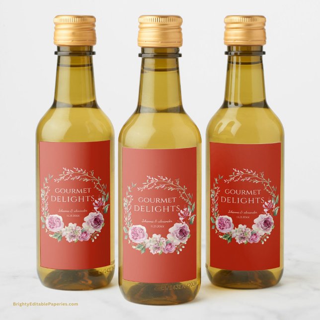 Gourmet Delights Elegant Bloom Watercolor Floral Wine Label (Creator Uploaded)