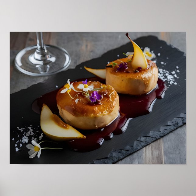 Gourmet Foie Gras with Red Wine Reduction Poster (Front)