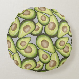Gourmet Fresh Cut Vegan Avacados Round Cushion
