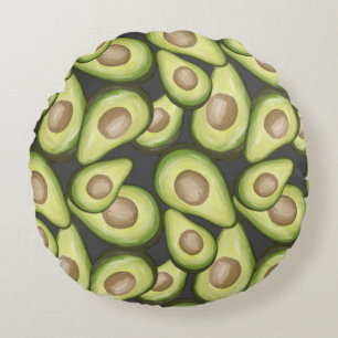Gourmet Fresh Cut Vegan Avacados Round Cushion
