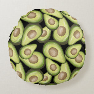 Gourmet Fresh Cut Vegan Avacados Round Cushion