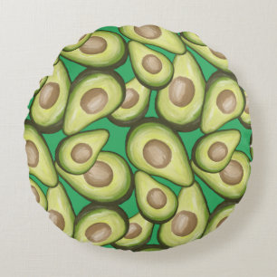 Gourmet Fresh Cut Vegan Avacados Round Cushion