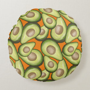 Gourmet Fresh Cut Vegan Avacados Round Cushion