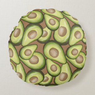 Gourmet Fresh Cut Vegan Avacados Round Cushion