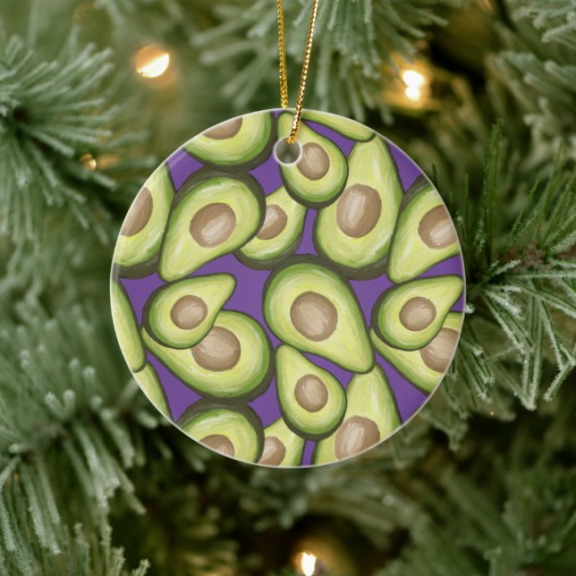 Gourmet Fresh Cut Vegan Avocado Pattern Ceramic Tree Decoration (Tree)
