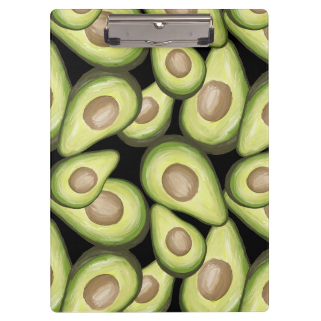 Gourmet Fresh Cut Vegan Avocado Pattern Clipboard (Front)