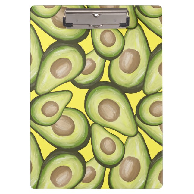 Gourmet Fresh Cut Vegan Avocado Pattern Clipboard (Front)