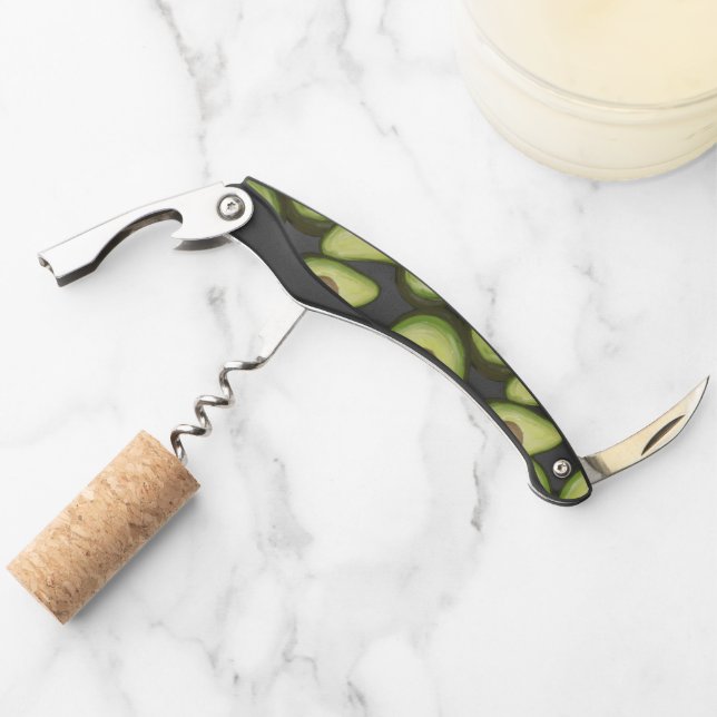 Gourmet Fresh Cut Vegan Avocado Pattern Corkscrew (Front)