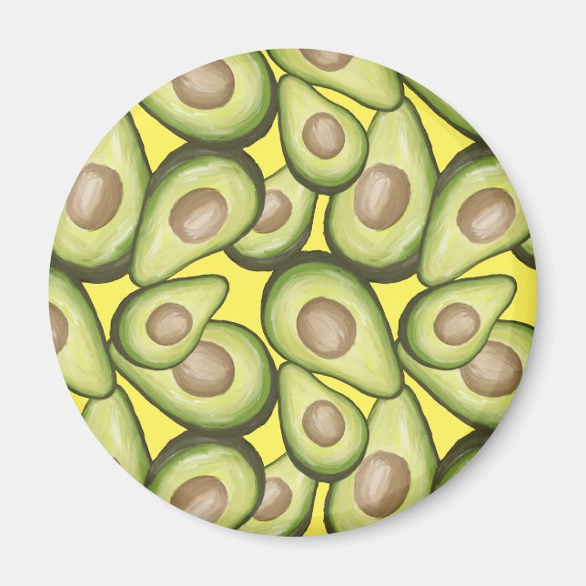 Gourmet Fresh Cut Vegan Avocado Pattern Magnet (Front)