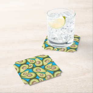 Gourmet Fresh Cut Vegan Avocado Pattern Paper Coaster