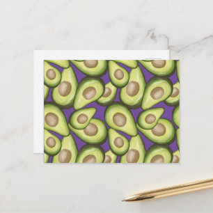 Gourmet Fresh Cut Vegan Avocado Pattern Postcard