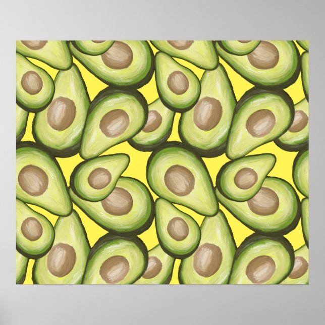 Gourmet Fresh Cut Vegan Avocado Pattern Poster (Front)