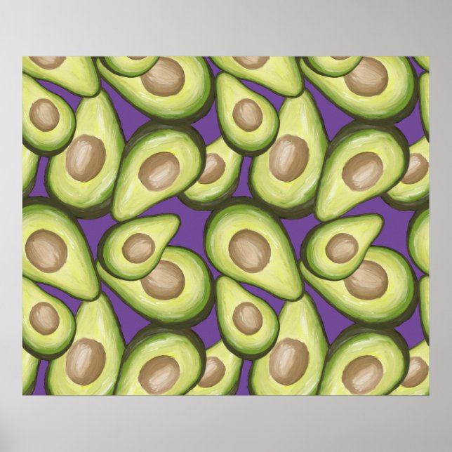 Gourmet Fresh Cut Vegan Avocado Pattern Poster (Front)