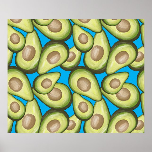 Gourmet Fresh Cut Vegan Avocado Pattern Poster (Front)