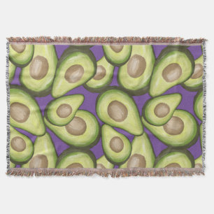 Gourmet Fresh Cut Vegan Avocado Pattern Throw Blanket