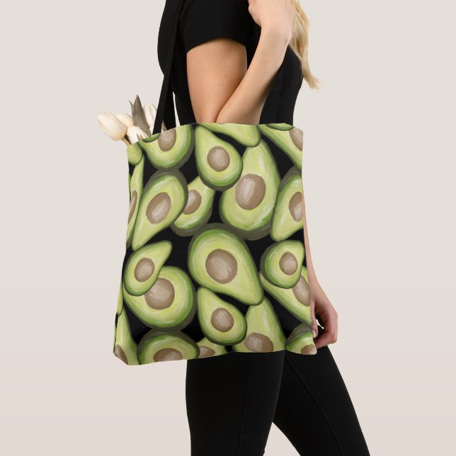 Gourmet Fresh Cut Vegan Avocado Pattern Tote Bag (Close Up)