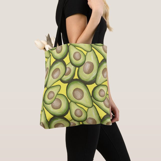 Gourmet Fresh Cut Vegan Avocado Pattern Tote Bag (Close Up)