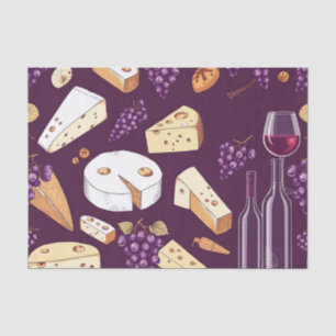 Gourmet Wine and Cheese Pairing Vintage Hand-Drawn Tissue Paper