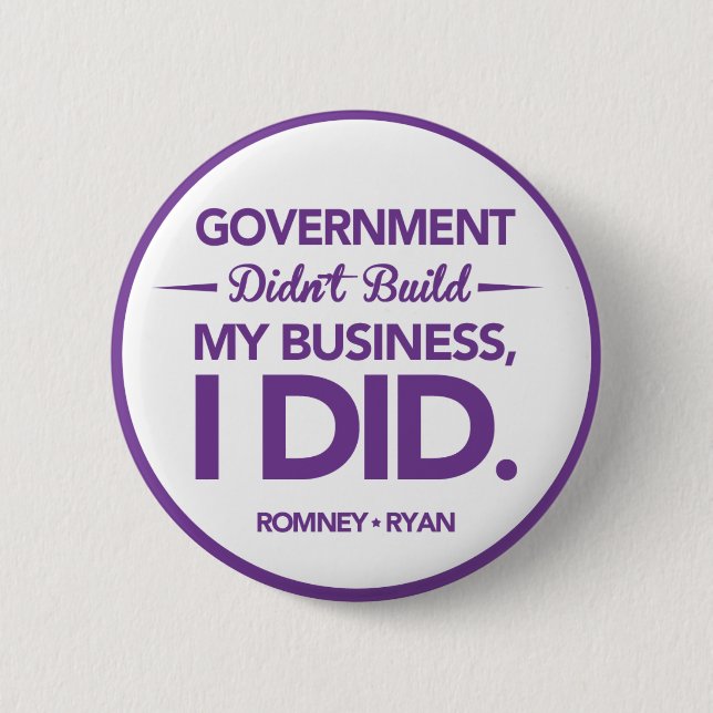 Government Didn't Build My Business Purple Border 6 Cm Round Badge (Front)