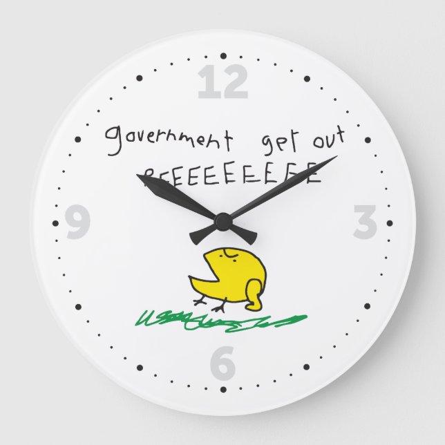 Government get out RAE SNAKE RIGHT Gadsden Flag Large Clock (Front)