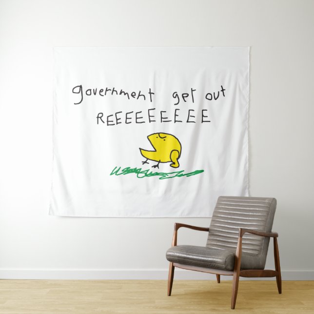 Government get out REE SNEKRIGHT Gadsden Flag Tapestry (In Situ (Horizontal))