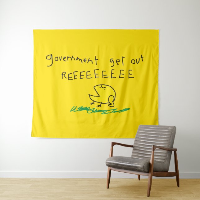 Government get out REE SNEKRIGHT Gadsden Flag Tapestry (In Situ (Horizontal))