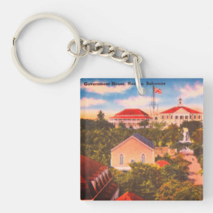 Government House, Nassau, Bahamas Vintage Photo Key Ring