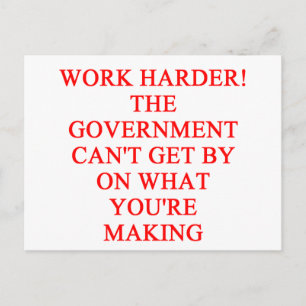 government spending joke postcard