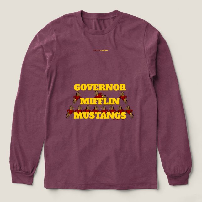 GOVERNOR MIFFLIN MUSTANGS T-Shirt Tri-Blend Shirt (Design Front)