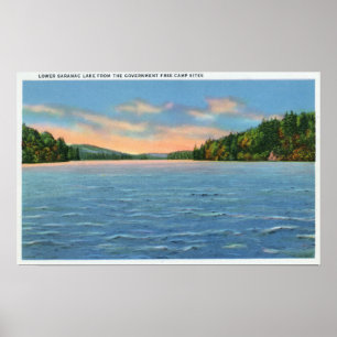 Govt. Free Camp Sites View of Lower Saranac Lake Poster