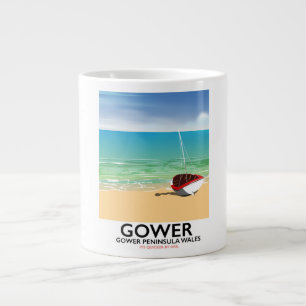 Gower Peninsula Wales beach poster Large Coffee Mug