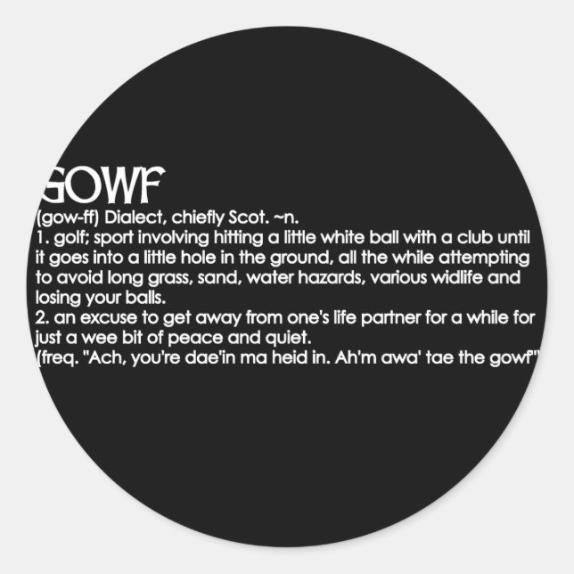 Gowf Classic Round Sticker (Front)