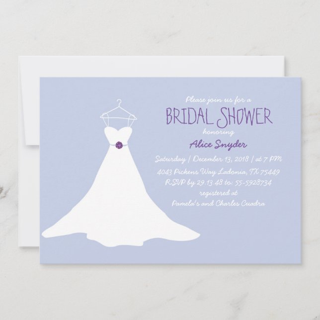 Gown Bridal Shower Invitation (Lavender&Purple) (Front)