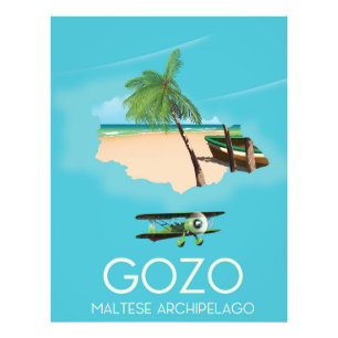 Gozo , Maltese archipelago Map Travel poster. Photo Print